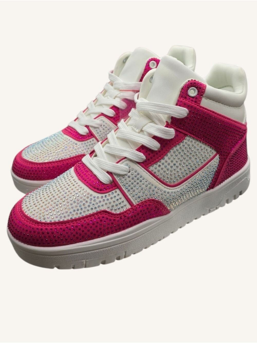 La Sheela Pink Rhinestone High Top Sneakers 8.5 Y2K Campus Streetwear